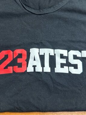 Black Graphic Tee with '23 ATEST' Print